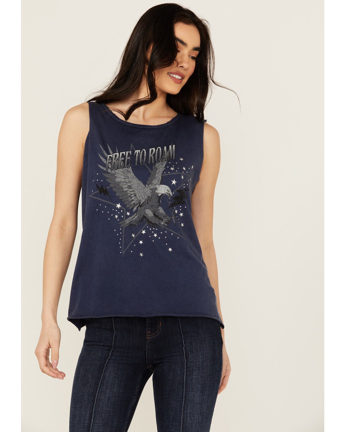 Idyllwind Women's Monetta Freebird Graphic Tank, Steel Blue, hi-res