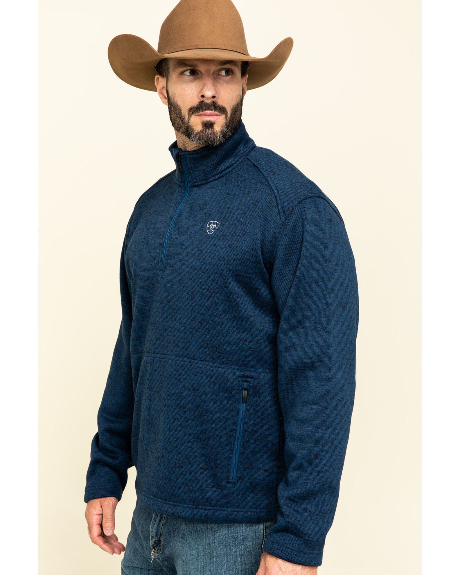 Image #3 - Ariat Men's Indigo Caldwell 1/4 Zip Pullover, Indigo, hi-res