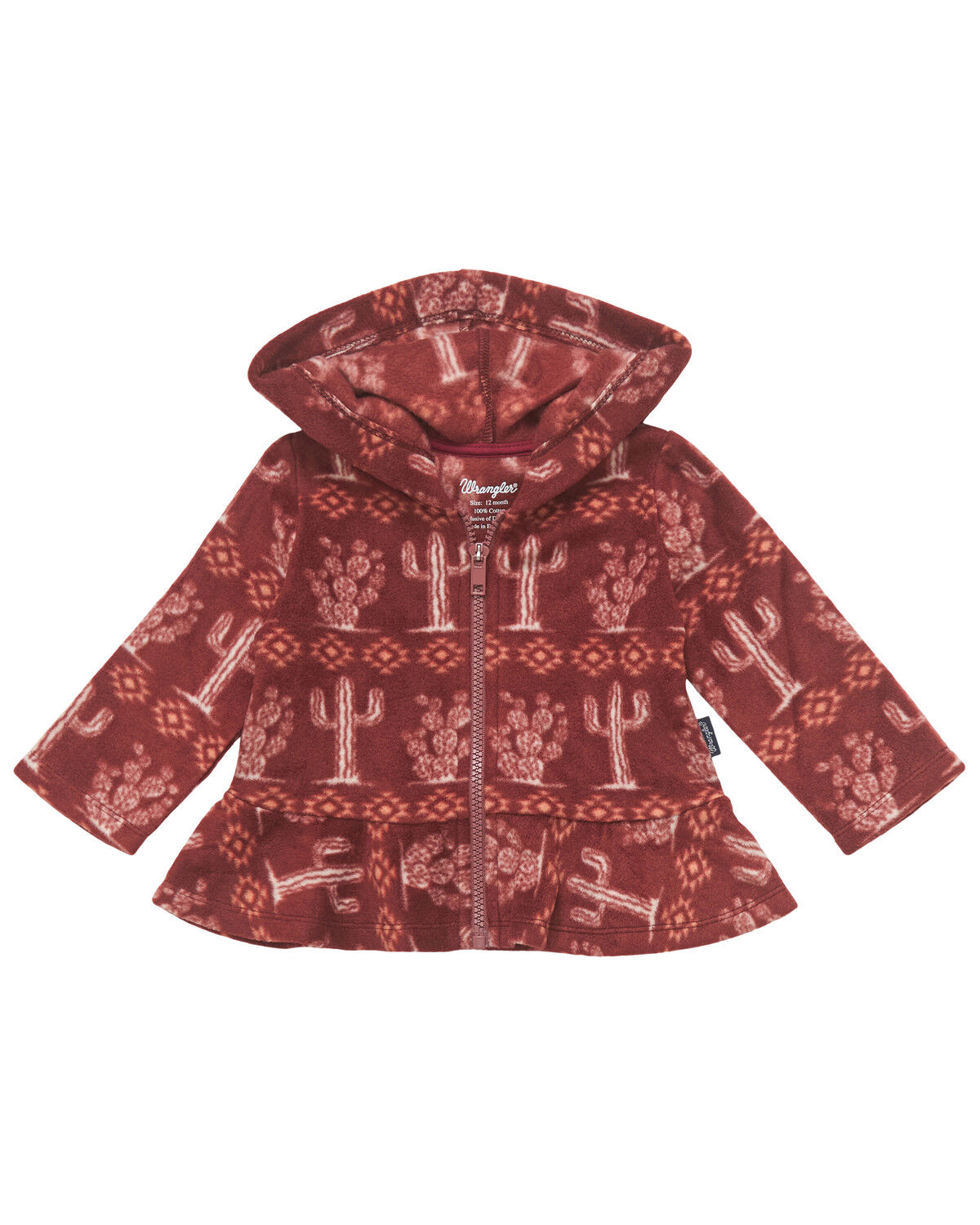 Image #2 - Wrangler Infant Girls' Cacti Print Sherpa Jacket, Rust Copper, hi-res