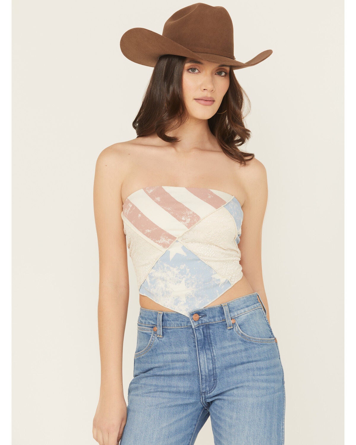 Originality Women's American Flag Bandana Top, White, hi-res