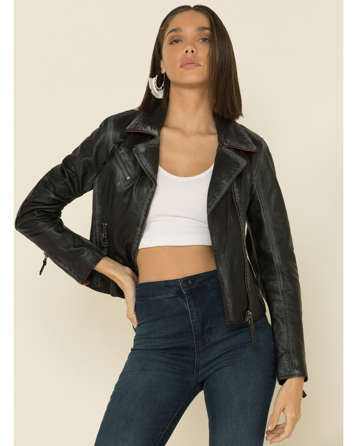 Image #3 - Mauritius Leather Women's Christy Scatter Star Leather Jacket, Black, hi-res