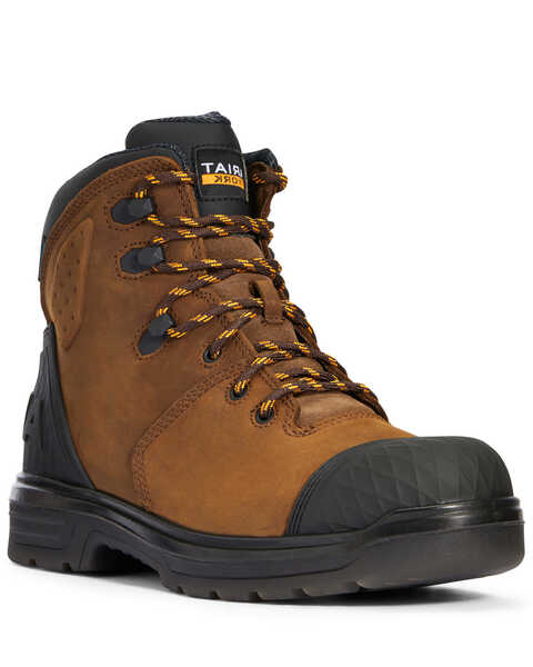 Image #1 - Ariat Men's Turbo Outlaw Work Boots - Soft Toe, Dark Brown, hi-res