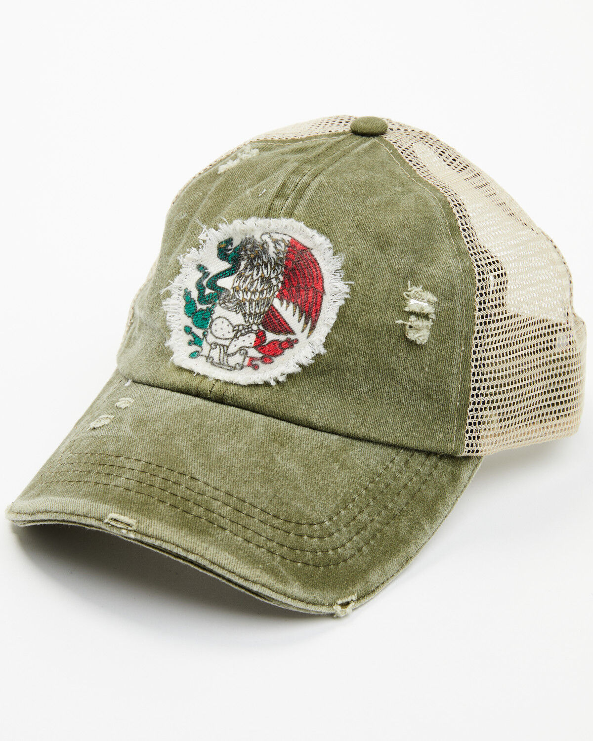 Image #1 - Cody James Men's Mexican Flag Eagle Ball Cap, Olive, hi-res