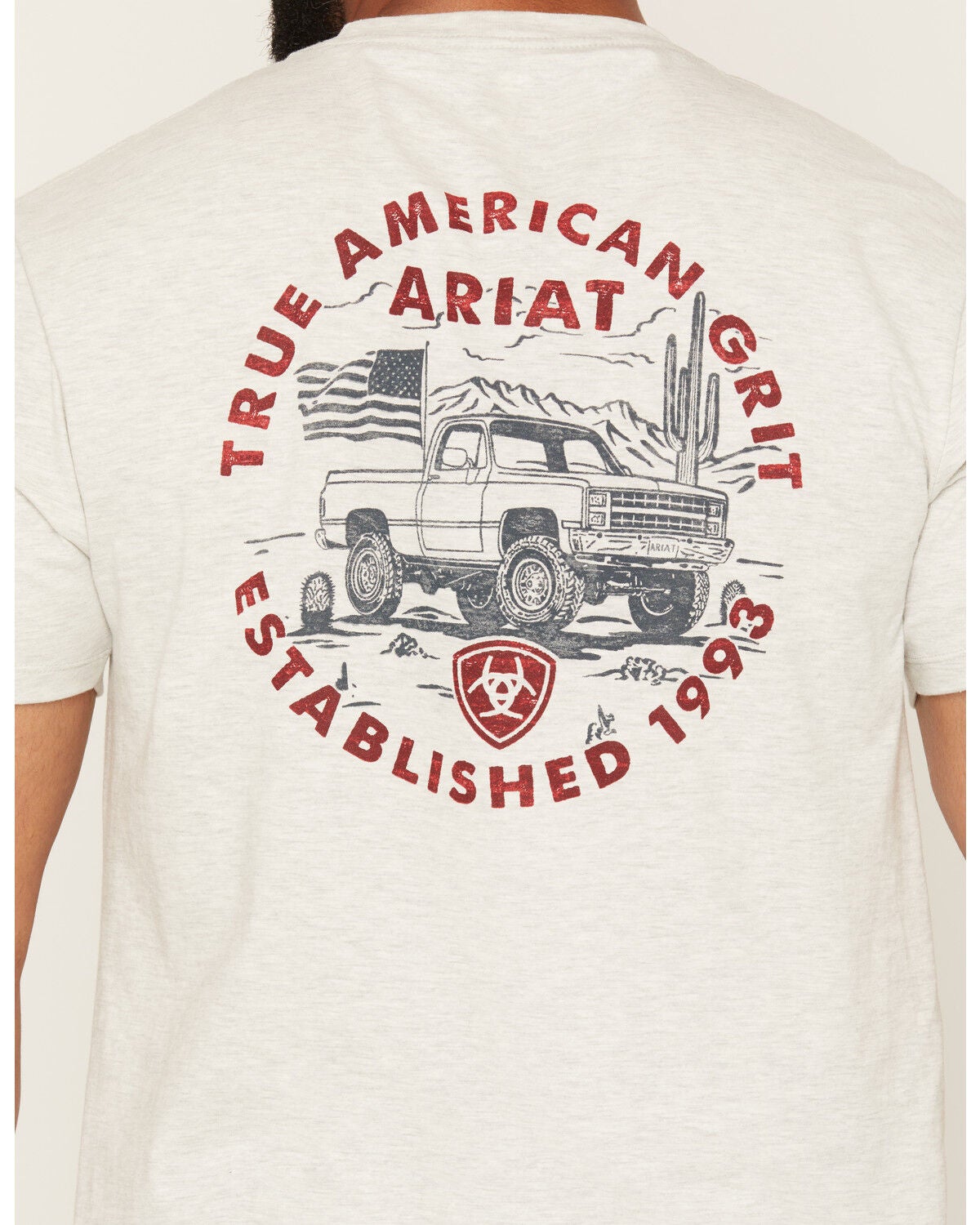 Image #4 - Ariat Men's Trucker Freedom Flag Short Sleeve Graphic T-Shirt, Grey, hi-res