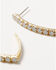 Image #2 - Lainey Wilson Women's Glitz Pav&eacute; C Hoop Earrings, Gold, hi-res