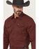 Image #2 - Kimes Ranch Men's Blackout Long Sleeve Snap Performance Shirt, Burgundy, hi-res