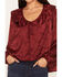 Image #3 - Wonderwest Women's Horse Jacquard Ruffle Bubble Hem Top, Dark Red, hi-res