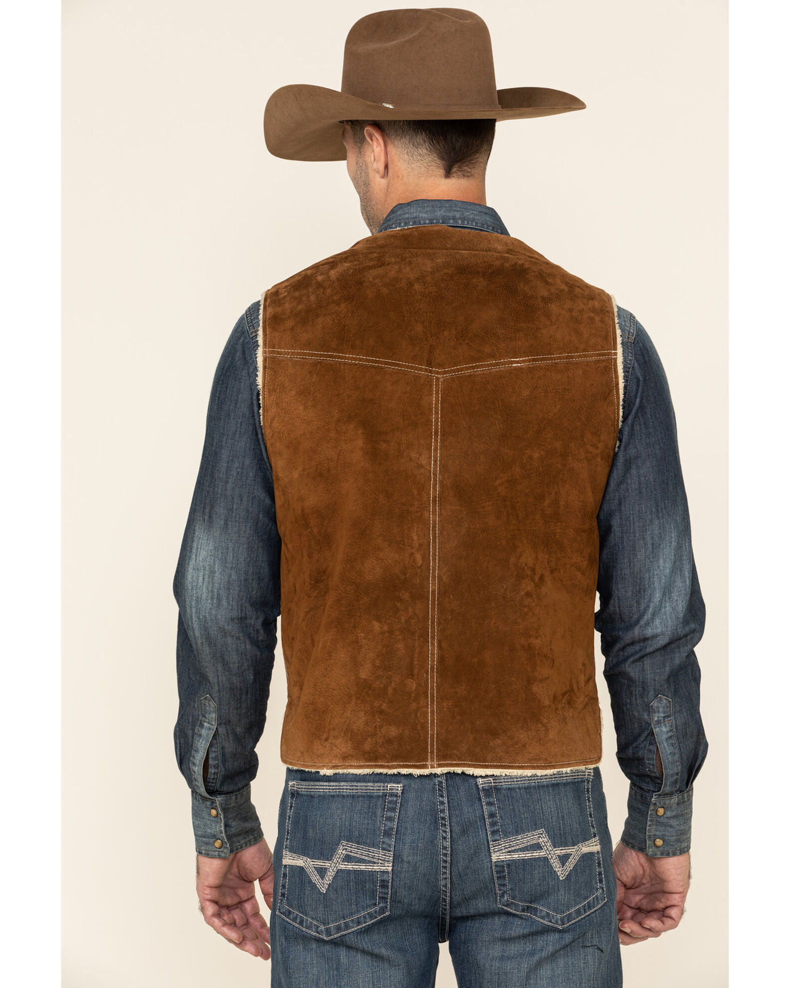Image #6 - Scully Boar Suede Leather Vest, Brown, hi-res
