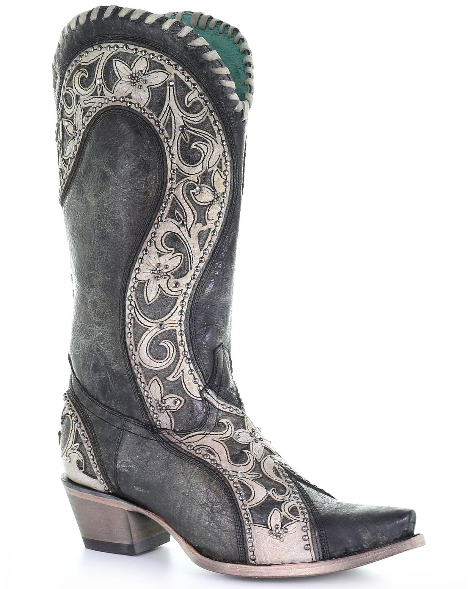 Corral Women s Black Overlay Western Boots Snip Toe Country