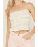 Image #3 - Miss Me Women's Floral Print Knit Smocked Tank, White, hi-res