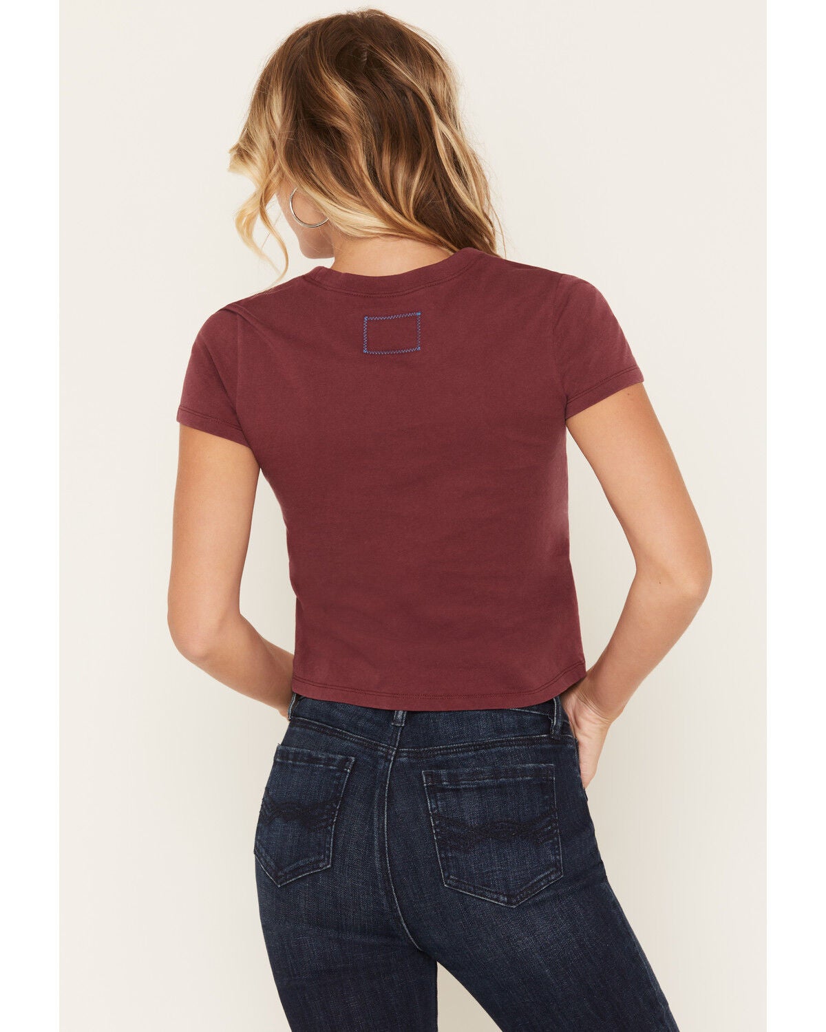 Image #4 - Blue Life Women's Vegas Rhinestone Short Sleeve Graphic Tee, Maroon, hi-res