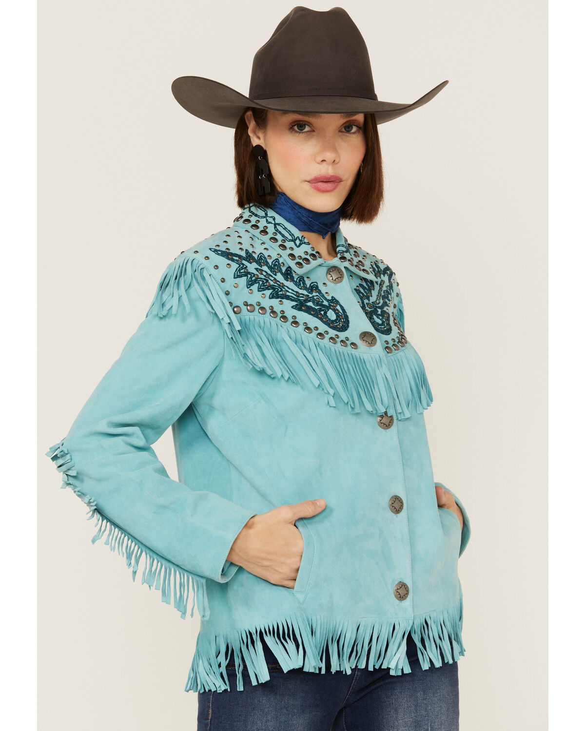 Image #1 - Double D Ranch Women's Outside Boys Jacket, Turquoise, hi-res