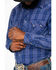 Rock & Roll Denim Men's Indigo Plaid Long Sleeve Western Shirt, Light Blue, hi-res