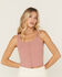 Image #1 - Cleo + Wolf Women's Floral Print Ribbed Sleeveless Cropped Tank Top, Rose, hi-res