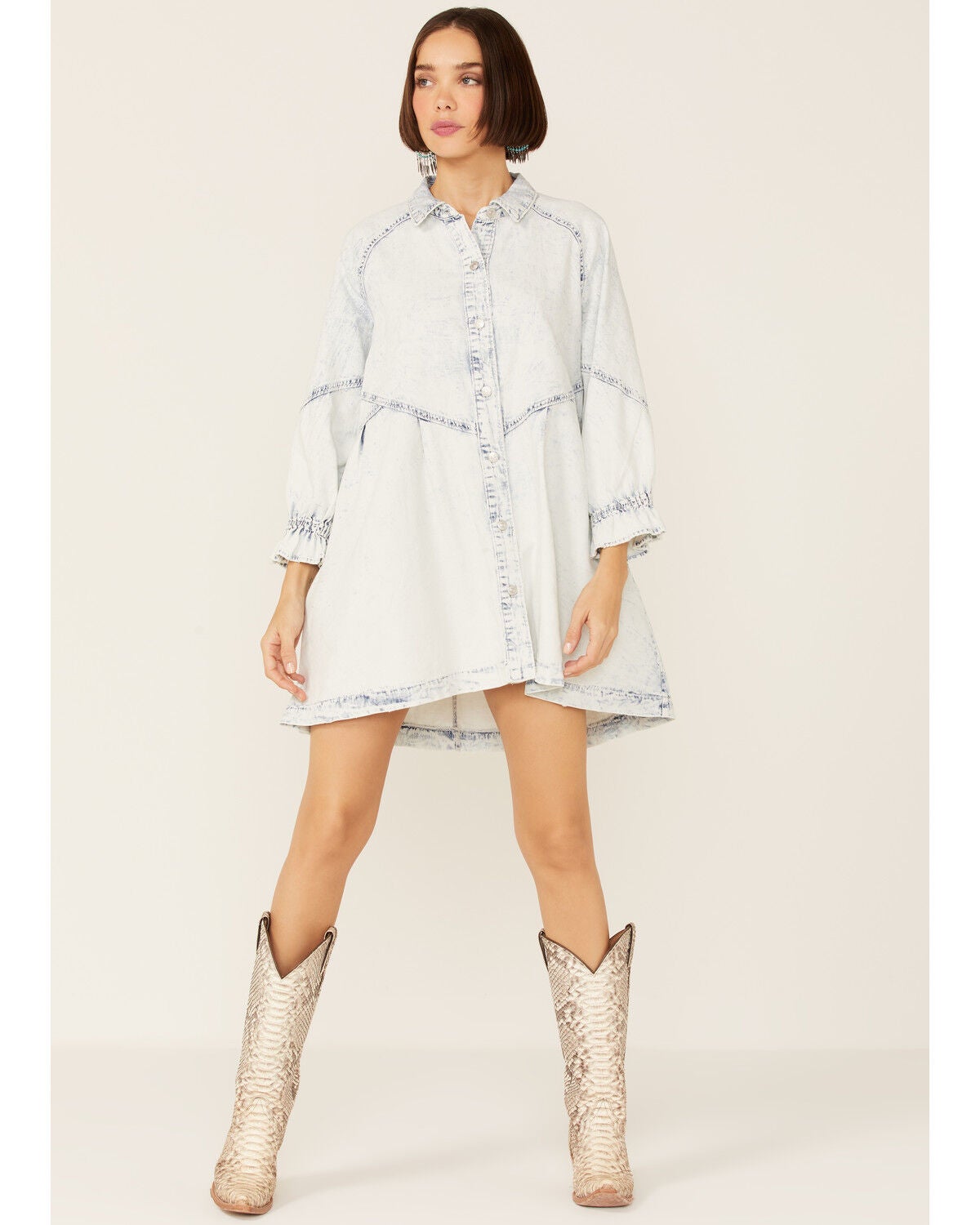 Hannah Long Sleeve Denim Mini Dress 