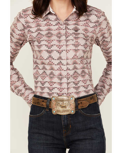 Image #3 - Ariat Women's Kirby Southwestern Print Long Sleeve Button-Down Stretch Western Shirt , Multi, hi-res