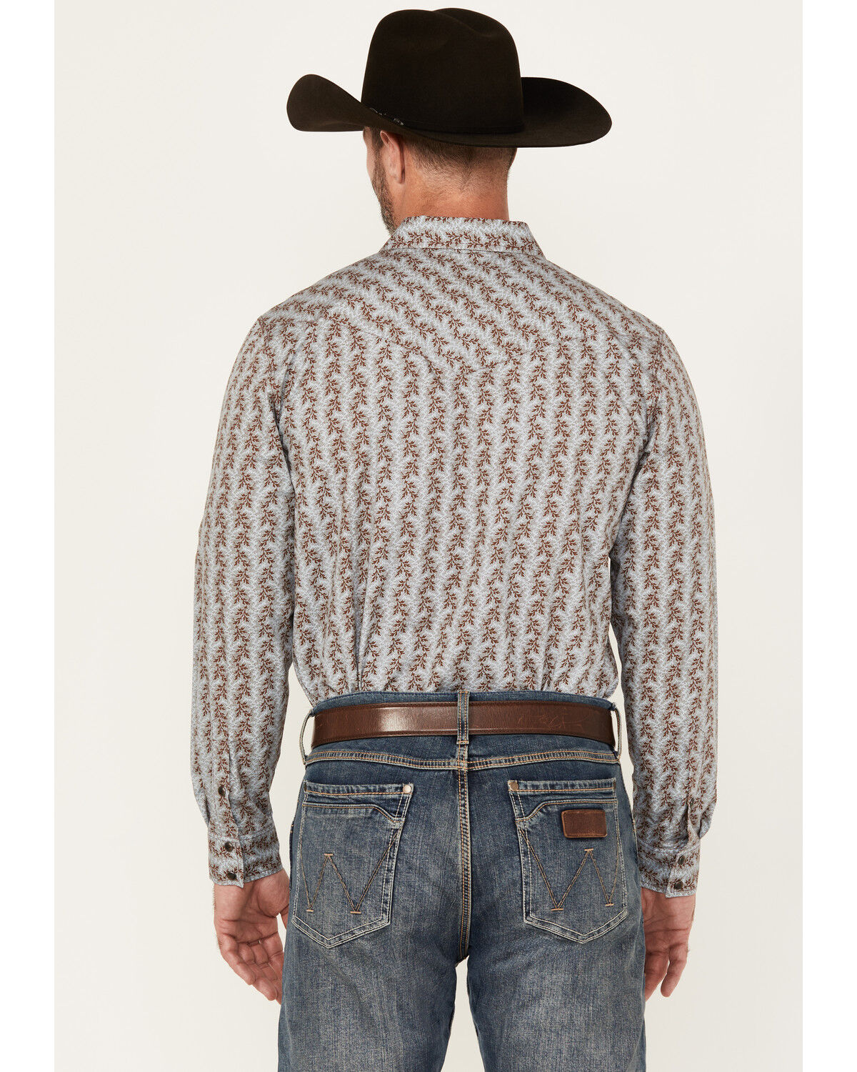 Image #4 - Gibson Trading Co Men's Broken Stick Floral Print Long Sleeve Snap Stretch Western Shirt, Blue, hi-res