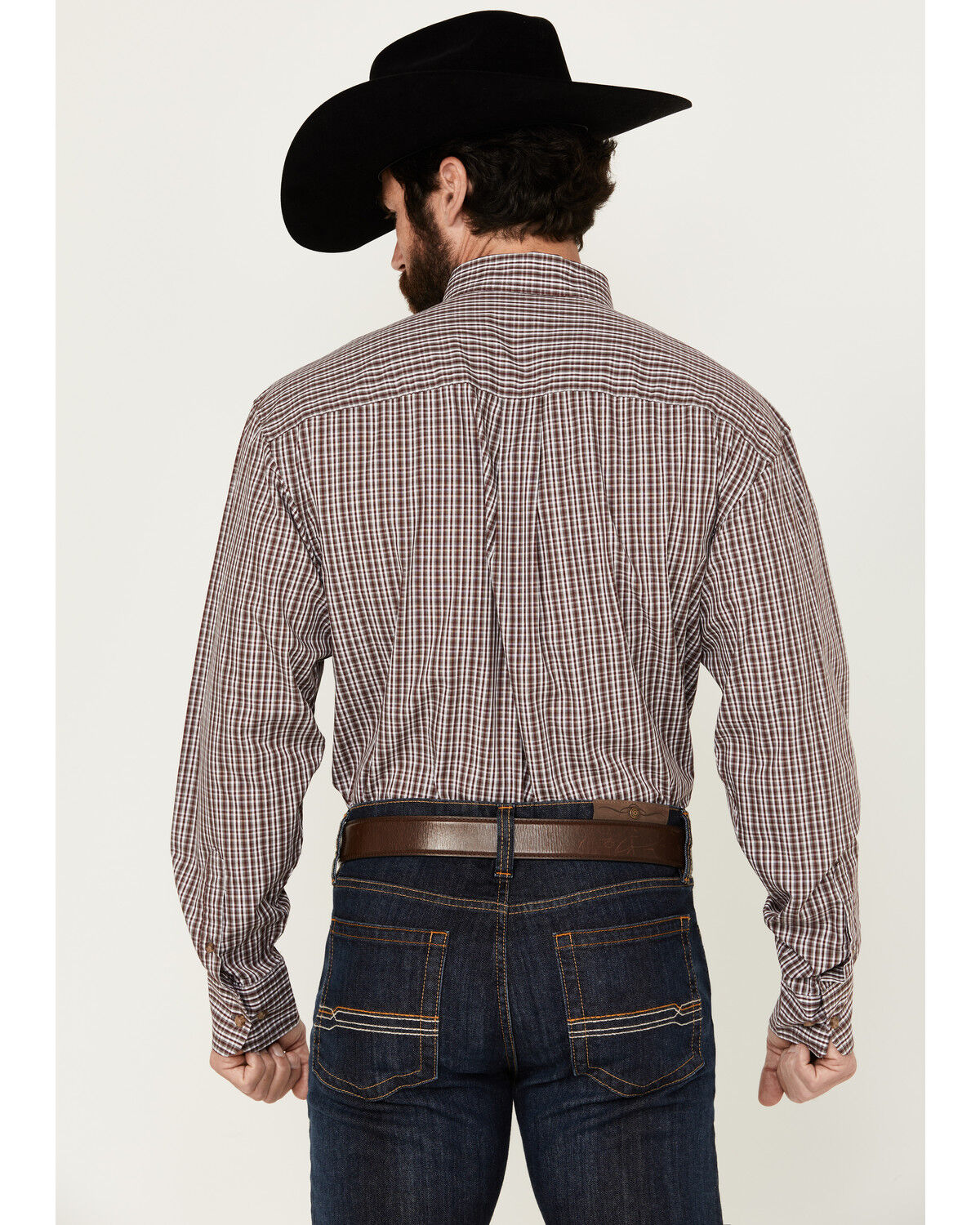 Image #4 - Wrangler Men's Classics Plaid Print Long Sleeve Button-Down Western Shirt - Tall, Burgundy, hi-res