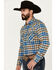 Image #2 - Pendleton Men's Wyatt Plaid Print Long Sleeve Pearl Snap Western Shirt, Blue, hi-res