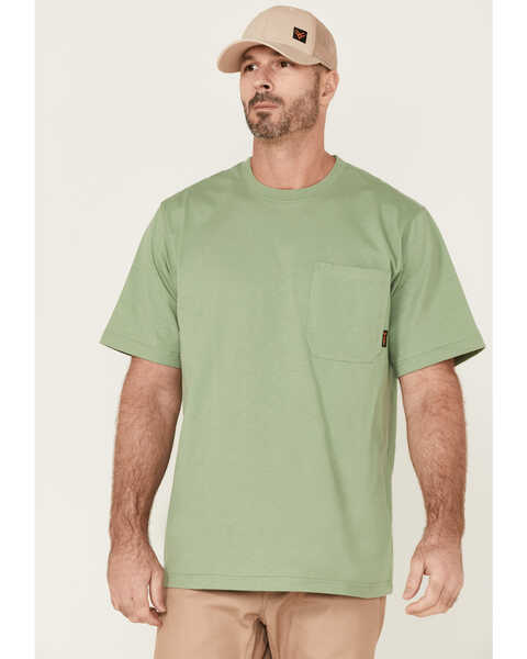 Hawx Men's Solid Loden Force Heavyweight Short Sleeve Work Pocket T-Shirt , Loden, hi-res