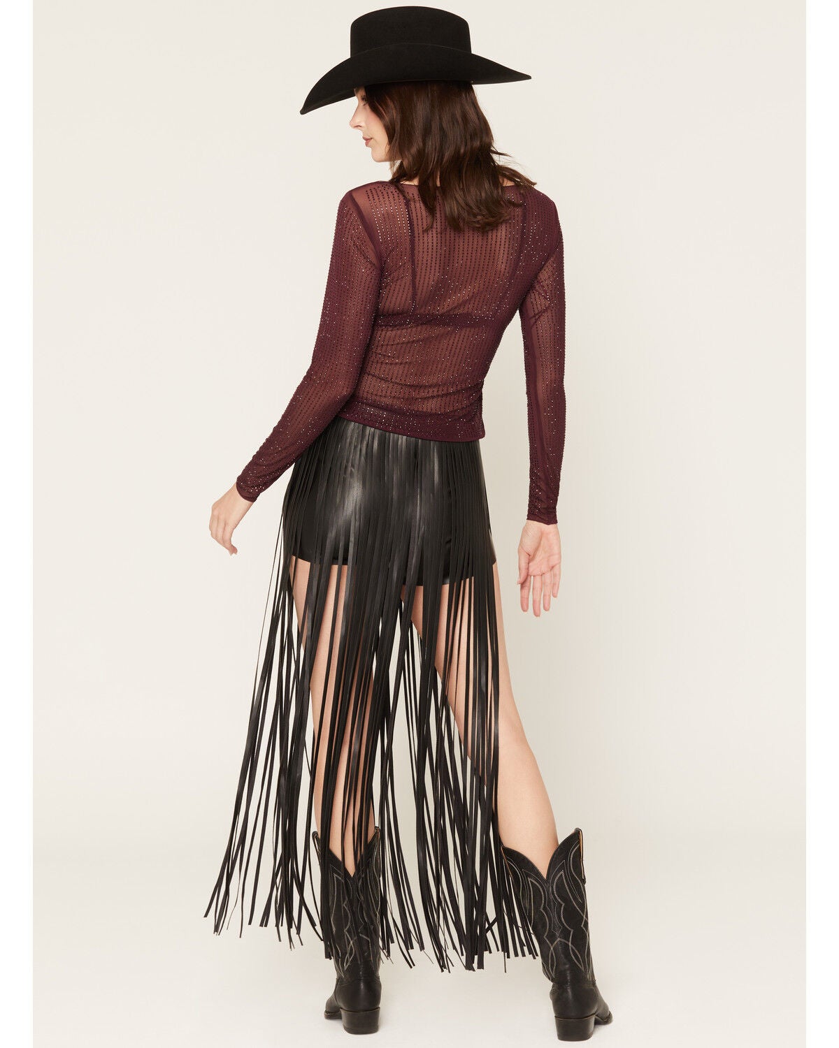 Image #3 - Idyllwind Women's Hanoverian Faux Leather Fringe Shorts, Black, hi-res