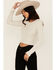 Image #1 - Originality Women's Solid Rib Knit Long Sleeve Cropped Shirt, Cream, hi-res
