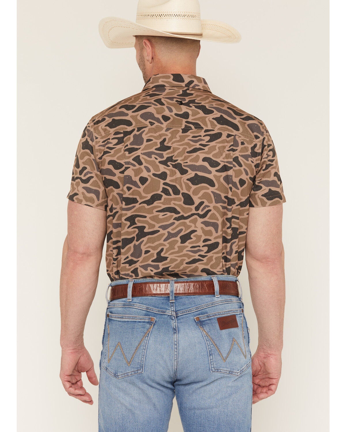 Image #4 - Burlebo Men's Camo Print Short Sleeve Button-Down Western Shirt, Camouflage, hi-res