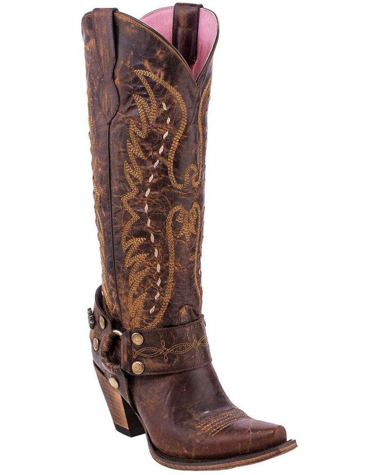 Junk Gypsy by Lane Women's Vagabond Harness Western Boots - Snip Toe, Brown, hi-res