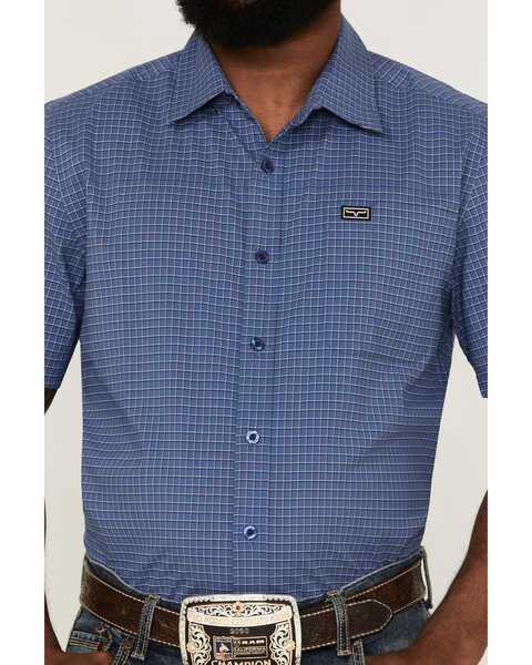 Image #3 - Kimes Ranch Men's Spyglass Mini Check Short Sleeve Button Down Western Shirt , Blue, hi-res