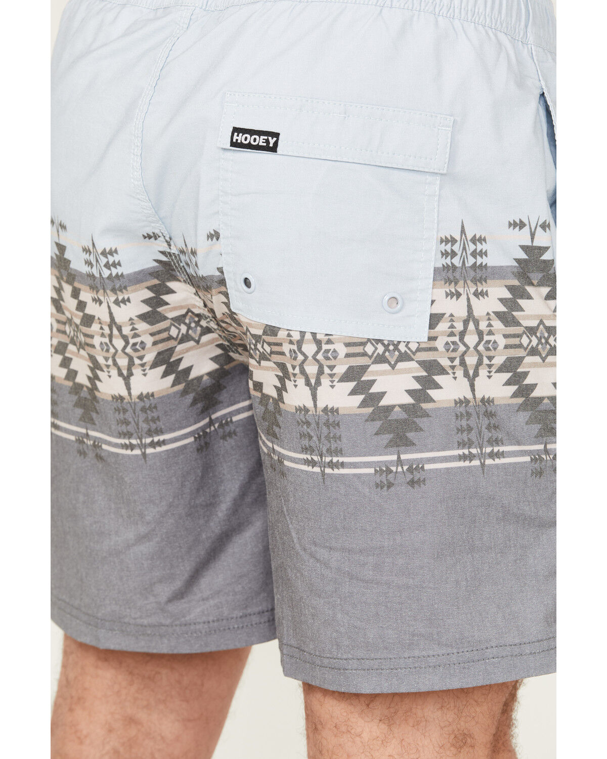 Image #4 - Hooey Men's Big Wake Southwestern Striped Board Shorts, Blue, hi-res