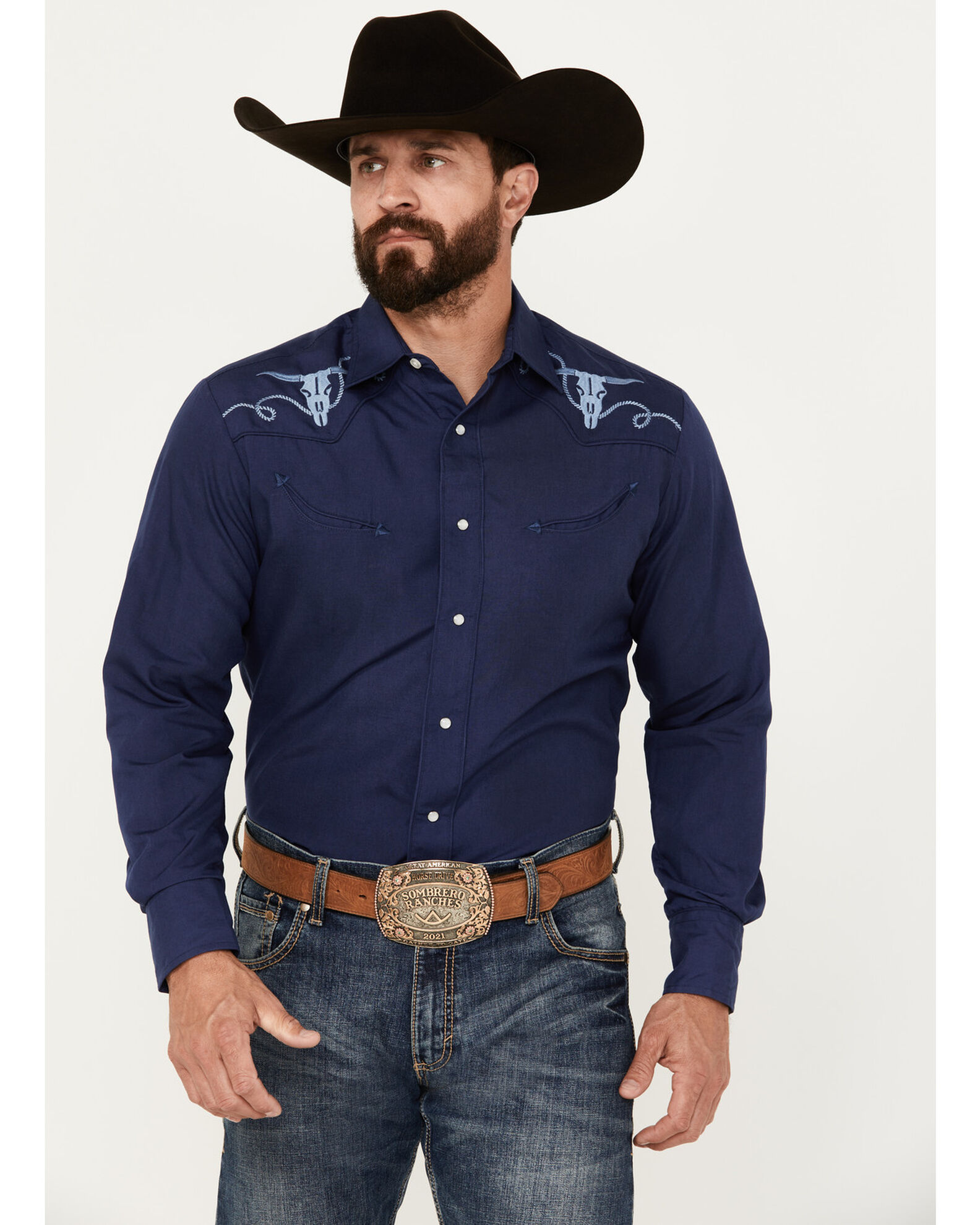 Roper Men s Embroidered Long Sleeve Pearl Snap Western Shirt Country Outfitter