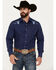 Image #1 - Roper Men's Embroidered Long Sleeve Pearl Snap Western Shirt, Navy, hi-res
