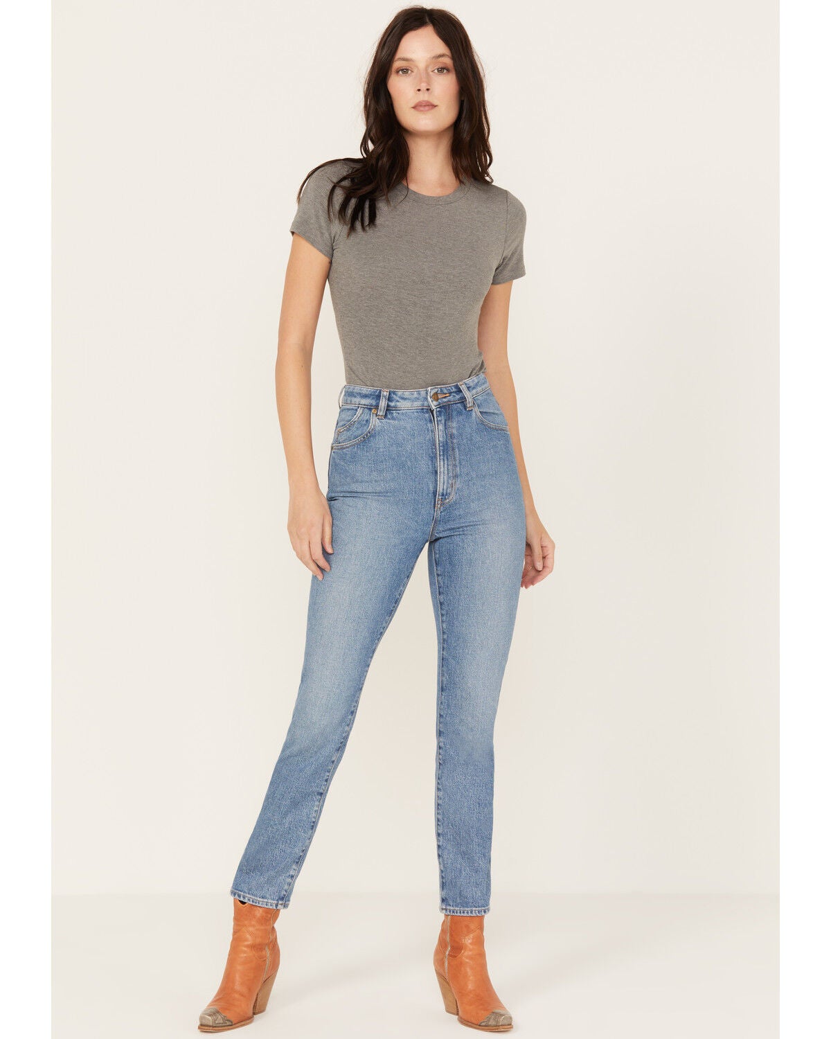 Rolla's Women's Medium Wash High Rise Cyprus Dusters Straight Jeans, Medium Wash, hi-res