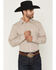 Image #1 - Gibson Trading Co Men's Arrowline Geo Stripe Print Long Sleeve Button-Down Western Shirt, White, hi-res