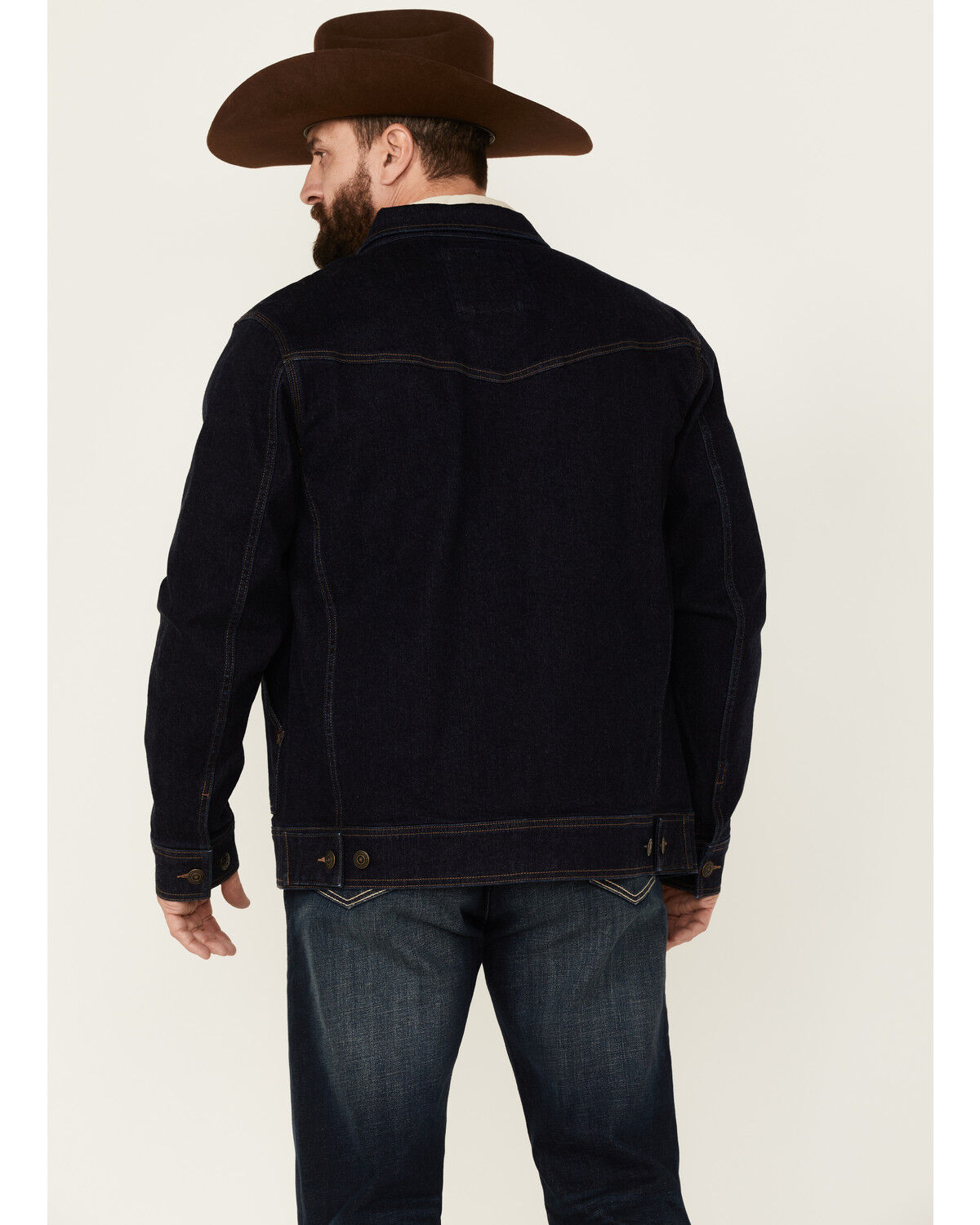 Image #5 - Blue Ranchwear Men's Button-Down Dark Denim Trucker Jacket, Dark Blue, hi-res