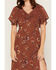 Image #3 - Shyanne Women's Renee Floral Print Short Sleeve Midi Dress, Bark, hi-res