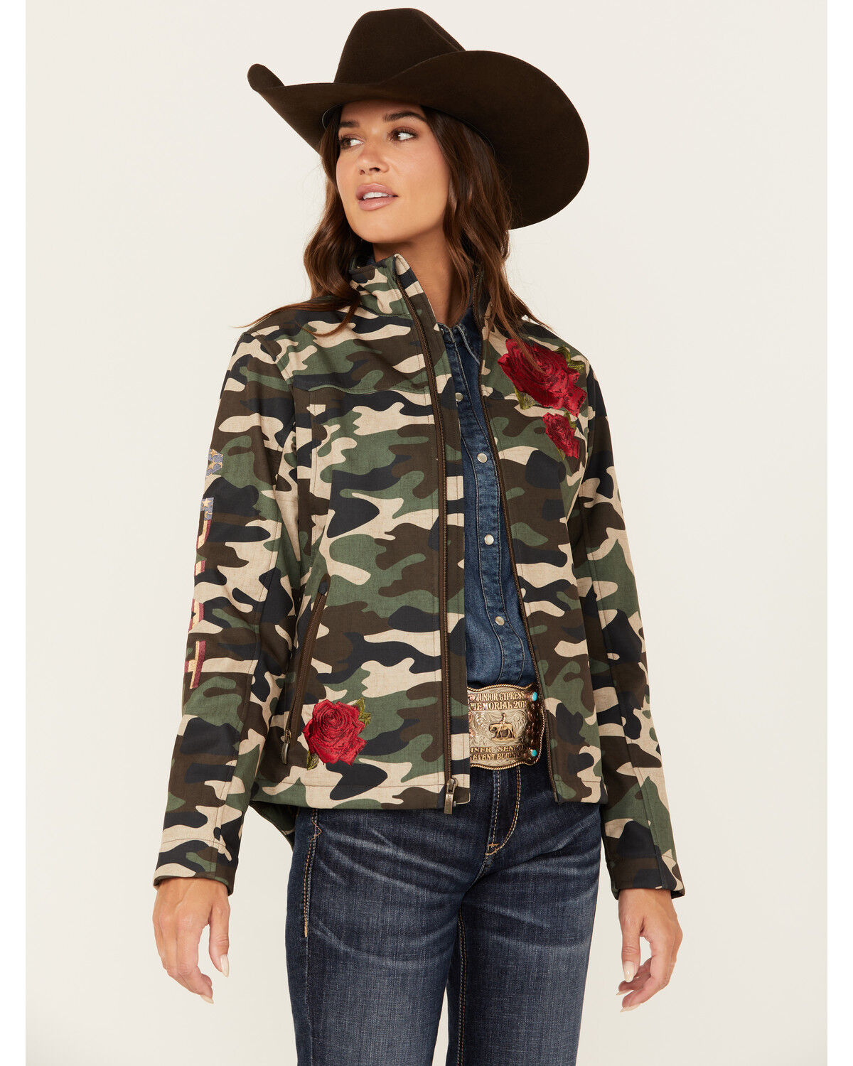Image #1 - Ariat X Rodeo Quincy Women's Multi Team Camo Softshell, Multi, hi-res