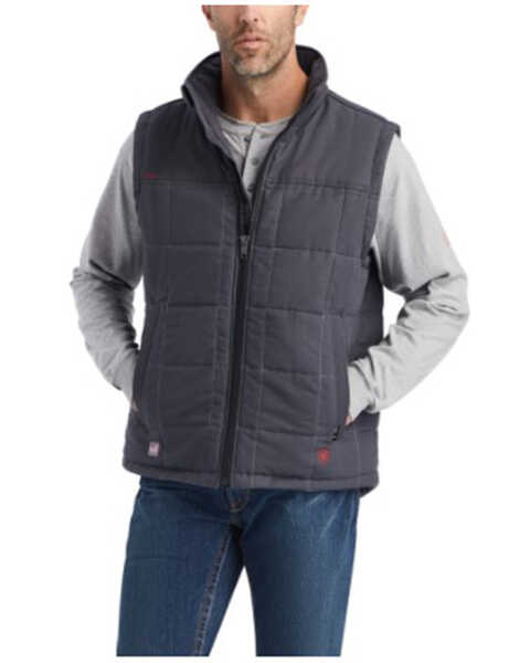 Ariat Men's FR Crius Insulated Zip-Front Work Vest - Big & Tall , Grey, hi-res