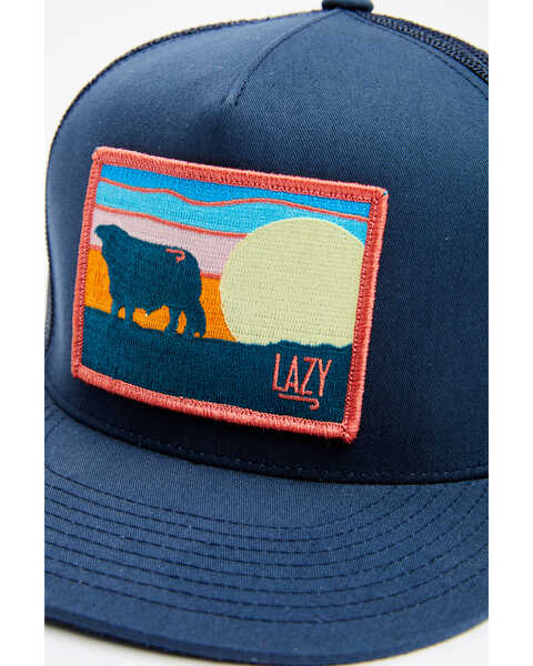 Image #2 - Lazy J Ranch Men's Navy Sky Logo Patch Mesh-Back Ball Cap , Navy, hi-res