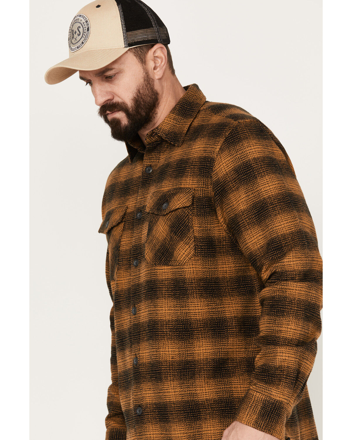 Image #2 - Dakota Grizzly Men's Briggs Button Down Plaid Print Western Flannel Shirt, Gold, hi-res