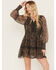 Image #2 - Idyllwind Women's Susie Ditsy Floral Print Long Sleeve Mini Dress, Dark Brown, hi-res