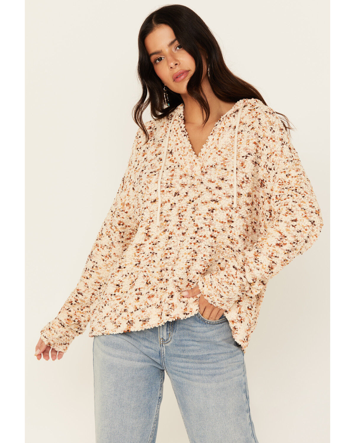 Image #1 - Cleo + Wolf Women's Popcorn Yarn Hoodie, Oatmeal, hi-res