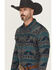 Image #2 - Cody James Men's Julian Southwestern Print Long Sleeve Snap Western Shirt, Grey, hi-res