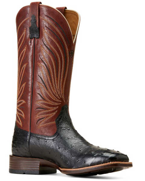 Ariat Men's Brandin' Ultra Exotic Western Boots - Broad Square Toe , Black, hi-res