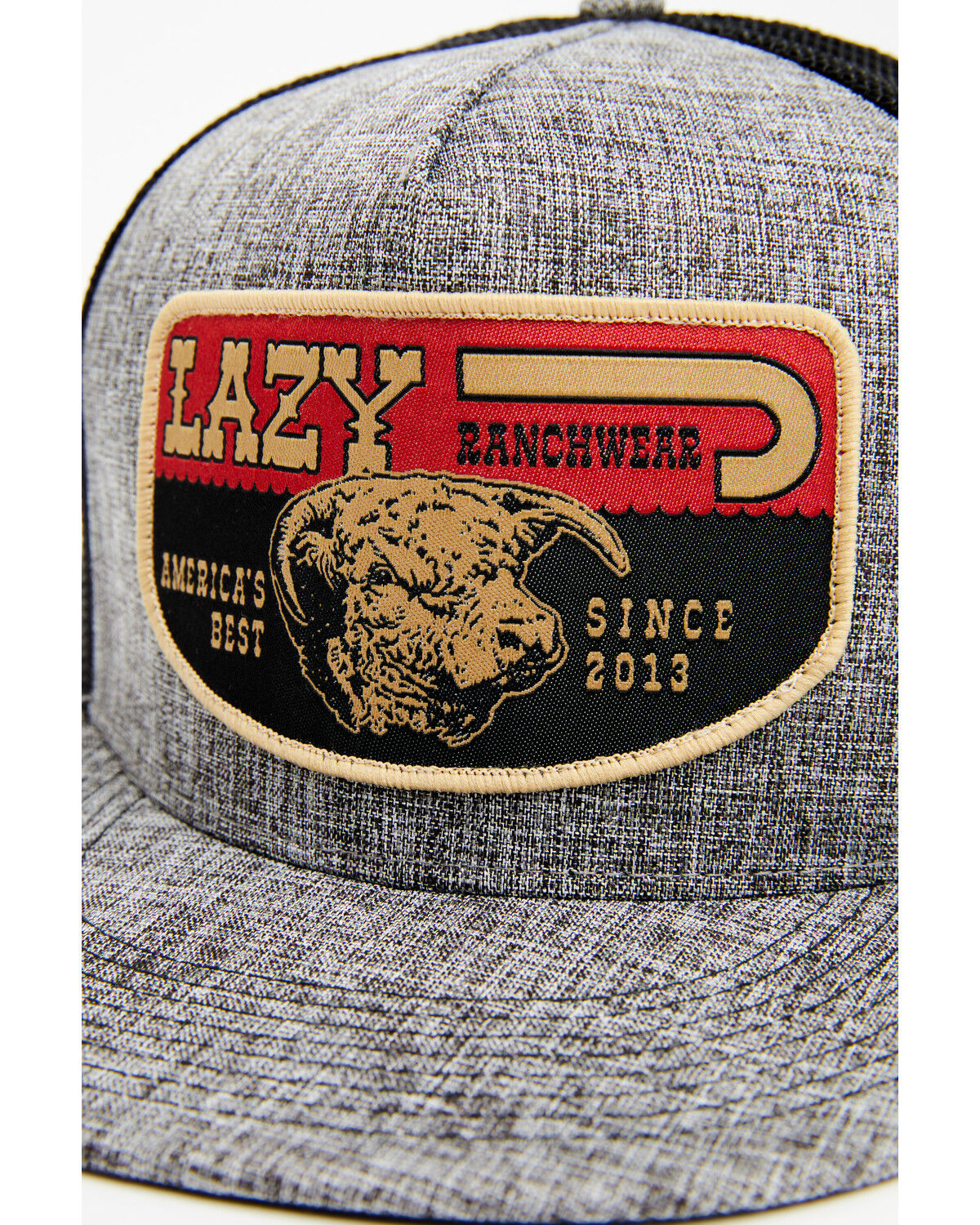 Image #2 - Lazy J Ranch Wear Men's America's Best Patch Trucker Cap, Charcoal, hi-res