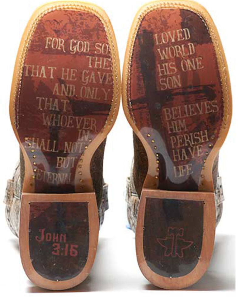 Tin Haul Men's John 3:16 Western Boots - Square Toe, Brown, hi-res