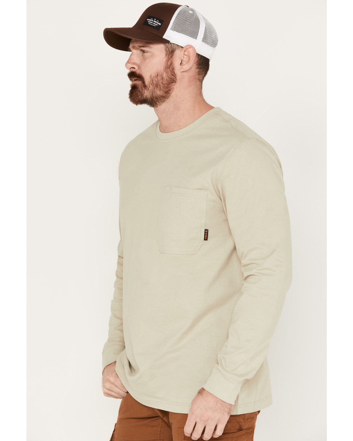 Image #2 - Hawx Men's Forge Long Sleeve Work Pocket T-Shirt, Taupe, hi-res