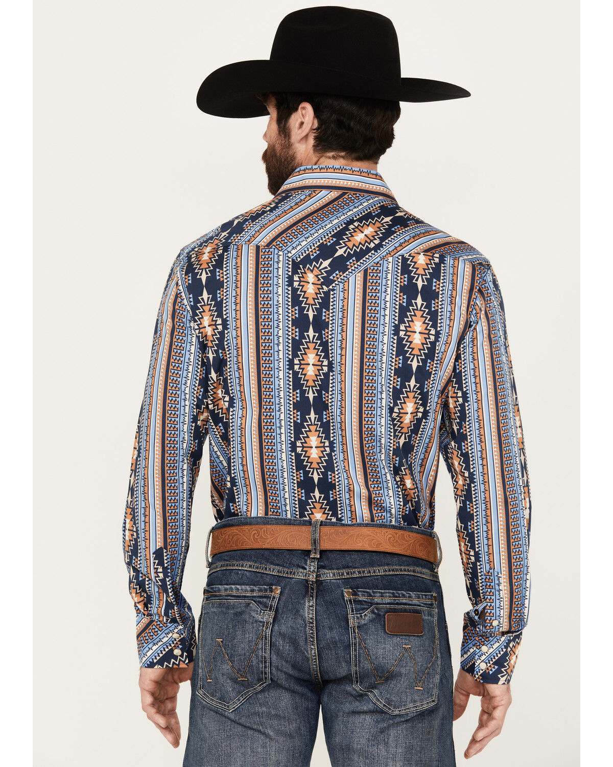 Image #4 - Rock & Roll Denim Men's Southwestern Print Long Sleeve Stretch Western Snap Shirt, , hi-res