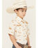 Image #2 - Ely Walker Boys' Conversation Print Short Sleeve Pearl Snap Western Shirt, Tan, hi-res