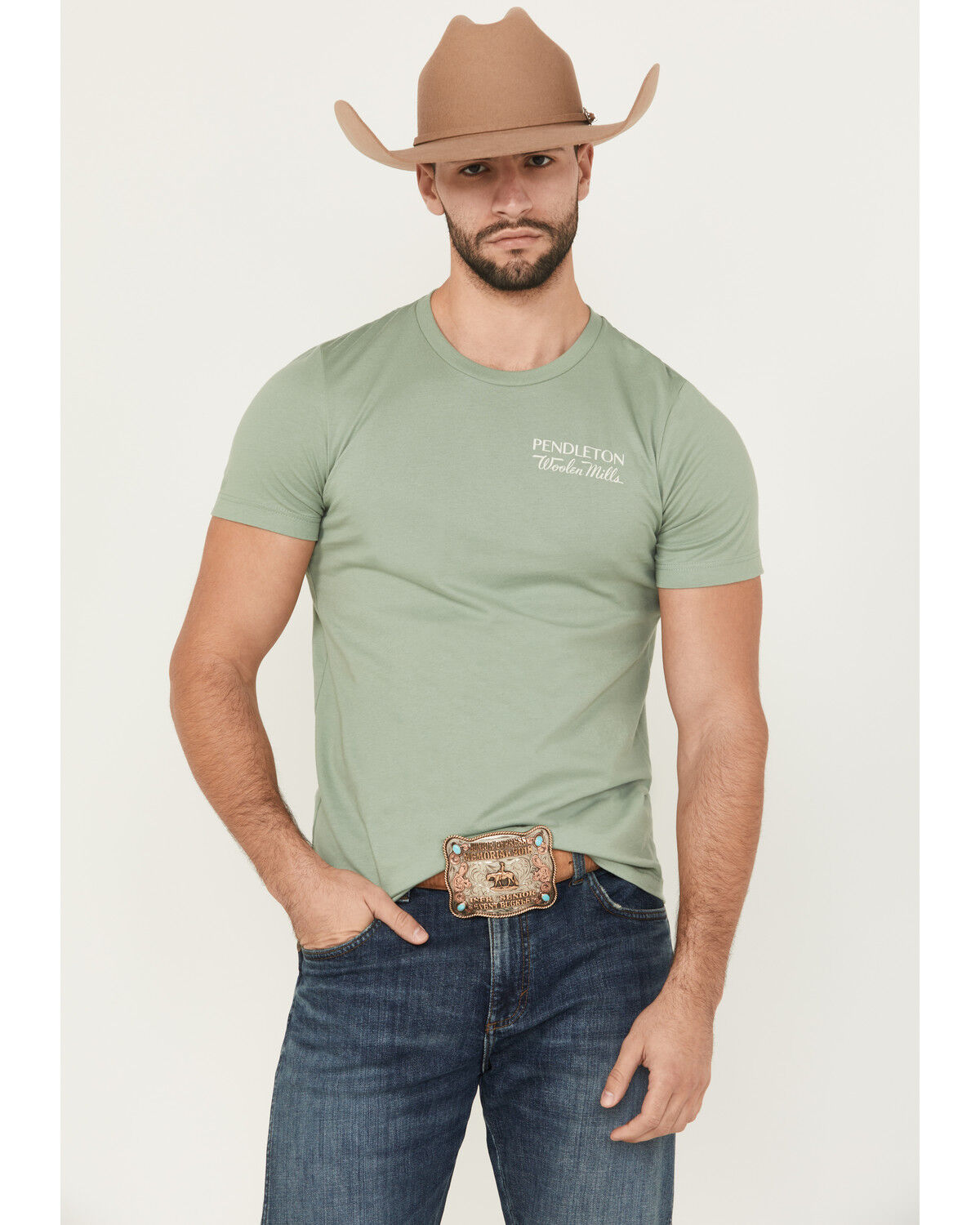 Image #2 - Pendleton Men's Geo Print Logo Short Sleeve Graphic T-Shirt, Sage, hi-res